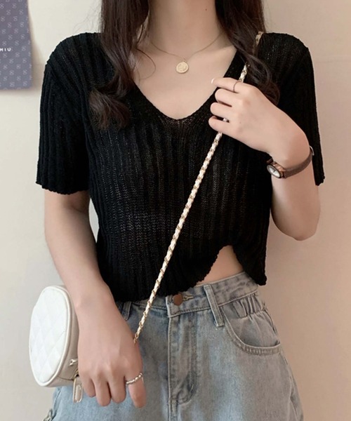 セール】Vネック半袖サマーニット（ニット/セーター）｜Girly Doll
