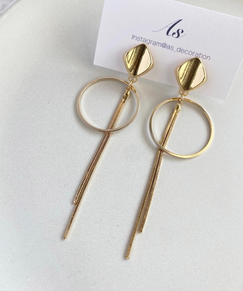 tone（トーン）の「【As】レクタングル×サークル　ロングチェーンイヤリング(MA)（イヤリング・レディース・ゴールド/ゴールド系その他2/シルバー/ゴールド系その他3・FREE）」の12枚目の写真