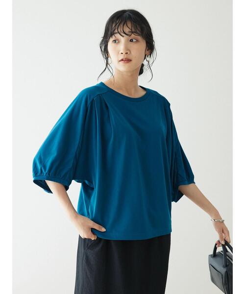 CRAFT STANDARD BOUTIQUE(クラフトスタンダードブティック)の「ドルマンカットプルオーバー(Tシャツ/カットソー・レディース・ブルー/ブラック/マスタード・FREE)」の6枚目の写真