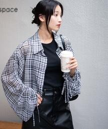 WEGO/ドロストチェックシアーショートシャツ