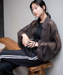 WEGO/ドロストチェックシアーショートシャツ