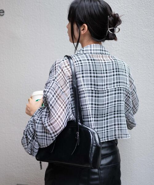 WEGO(ウィゴー)の「WEGO/ドロストチェックシアーショートシャツ(シャツ/ブラウス・レディース・ブラウン系その他2/ブラック系その他2・FREE)」の12枚目の写真