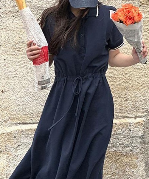 FREE STYLISTS（フリー スタイリスト）の「YUGA_YGMC ドロストウエスト　ポロワンピース（シャツワンピース・レディース・グレー/ネイビー/オフホワイト・FREE）」の20枚目の写真