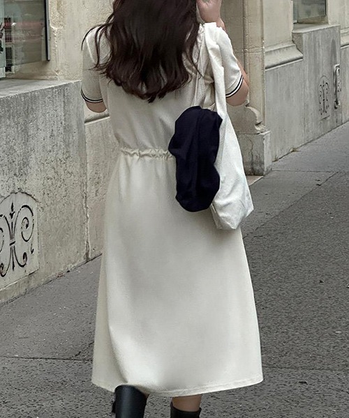 FREE STYLISTS（フリー スタイリスト）の「YUGA_YGMC ドロストウエスト　ポロワンピース（シャツワンピース・レディース・グレー/ネイビー/オフホワイト・FREE）」の10枚目の写真