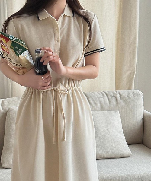 FREE STYLISTS（フリー スタイリスト）の「YUGA_YGMC ドロストウエスト　ポロワンピース（シャツワンピース・レディース・グレー/ネイビー/オフホワイト・FREE）」の13枚目の写真