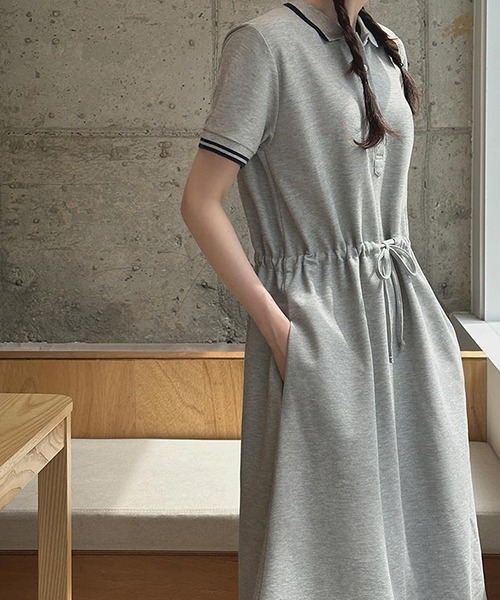 FREE STYLISTS（フリー スタイリスト）の「YUGA_YGMC ドロストウエスト　ポロワンピース（シャツワンピース・レディース・グレー/ネイビー/オフホワイト・FREE）」の14枚目の写真