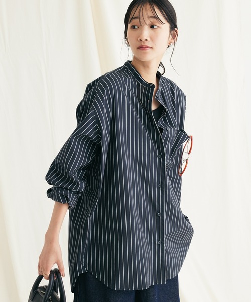 CRAFT STANDARD BOUTIQUE(クラフトスタンダードブティック)の「バンドカラーシャツ(シャツ/ブラウス・レディース・ネイビー系2/グレー系その他2/ブラウン系その他4/ブルー系その他6/オフホワイト/マルチ・L/S/M)」の6枚目の写真