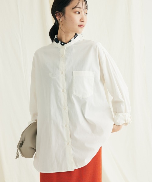 CRAFT STANDARD BOUTIQUE(クラフトスタンダードブティック)の「バンドカラーシャツ(シャツ/ブラウス・レディース・ネイビー系2/グレー系その他2/ブラウン系その他4/ブルー系その他6/オフホワイト/マルチ・L/S/M)」の2枚目の写真