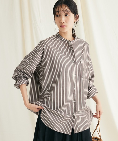 CRAFT STANDARD BOUTIQUE(クラフトスタンダードブティック)の「バンドカラーシャツ(シャツ/ブラウス・レディース・ネイビー系2/グレー系その他2/ブラウン系その他4/ブルー系その他6/オフホワイト/マルチ・L/S/M)」の4枚目の写真