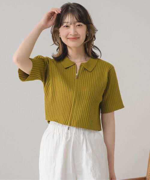 RETRO GIRL(レトロガール)の「Wジップポリニット(ニット/セーター・レディース・ブラック/グリーン/オフホワイト/イエロー・FREE)」の11枚目の写真