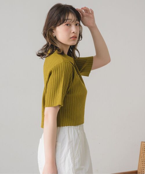 RETRO GIRL(レトロガール)の「Wジップポリニット(ニット/セーター・レディース・ブラック/グリーン/オフホワイト/イエロー・FREE)」の7枚目の写真