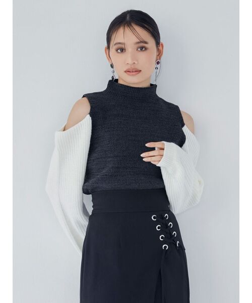 MURUA(ムルーア)の「カットスリーブニット(ニット/セーター・レディース・グリーン/ブラック/グレー・FREE)」の5枚目の写真