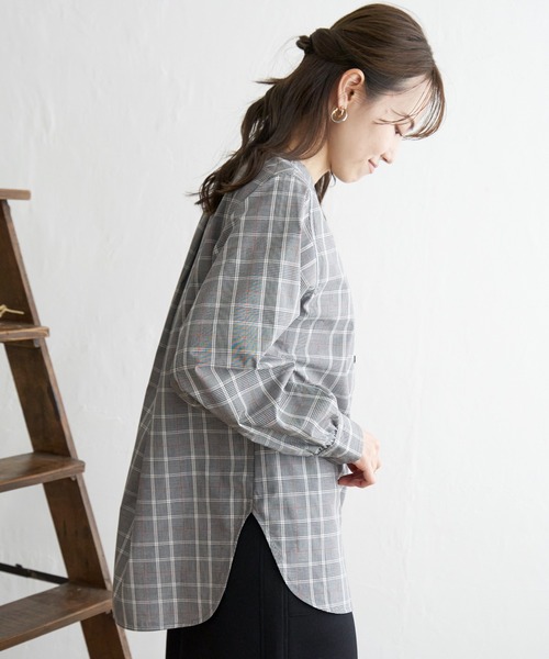 ikka（イッカ）の「前後2WAYバンドカラーシャツ（シャツ/ブラウス・レディース・オリーブ/チャコールグレー/その他1/オレンジ/オフホワイト・M/L/S）」の19枚目の写真