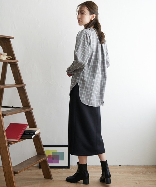 ikka（イッカ）の「前後2WAYバンドカラーシャツ（シャツ/ブラウス・レディース・オリーブ/チャコールグレー/その他1/オレンジ/オフホワイト・M/L/S）」の16枚目の写真