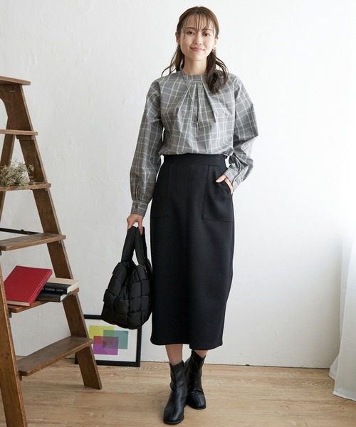 ikka（イッカ）の「前後2WAYバンドカラーシャツ（シャツ/ブラウス・レディース・オリーブ/チャコールグレー/その他1/オレンジ/オフホワイト・M/L/S）」の14枚目の写真