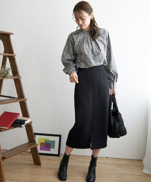 ikka（イッカ）の「前後2WAYバンドカラーシャツ（シャツ/ブラウス・レディース・オリーブ/チャコールグレー/その他1/オレンジ/オフホワイト・M/L/S）」の15枚目の写真