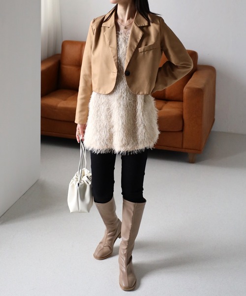 sakishimatokyo（サキシマトーキョー）の「フェザークルーネックベスト/ジレ（ベスト・レディース・グレー/アイボリー/ブラック・FREE）」の8枚目の写真