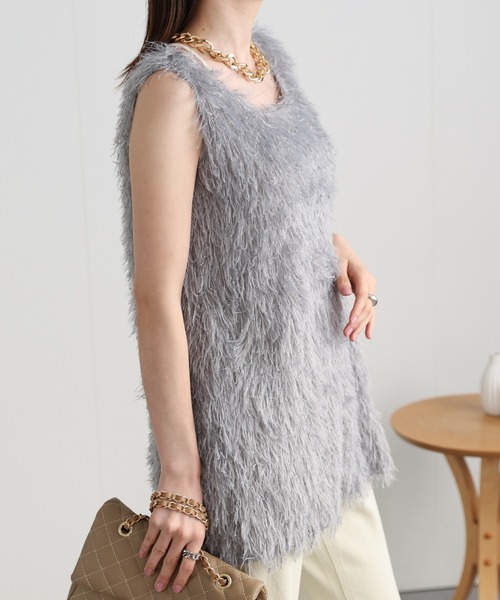 sakishimatokyo（サキシマトーキョー）の「フェザークルーネックベスト/ジレ（ベスト・レディース・グレー/アイボリー/ブラック・FREE）」の19枚目の写真