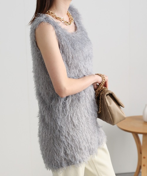 sakishimatokyo（サキシマトーキョー）の「フェザークルーネックベスト/ジレ（ベスト・レディース・グレー/アイボリー/ブラック・FREE）」の21枚目の写真