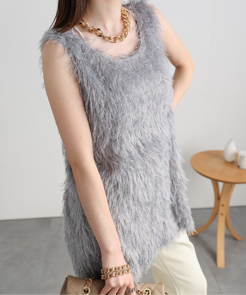 sakishimatokyo（サキシマトーキョー）の「フェザークルーネックベスト/ジレ（ベスト・レディース・グレー/アイボリー/ブラック・FREE）」の20枚目の写真