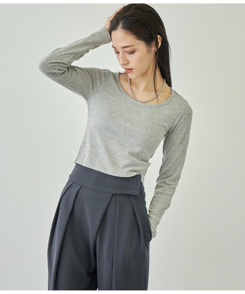 ANAP(アナップ)の「ベーシックUネックトップス(Tシャツ/カットソー・レディース・レッド/ホワイト/ブラック/グレー・FREE)」の19枚目の写真