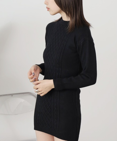 Chick（チック）の「▲Back Open Knit Tight Dress / バックオープンニットミニワンピース（ワンピース・レディース・ホワイト/ブラック/グレー・FREE）」の7枚目の写真