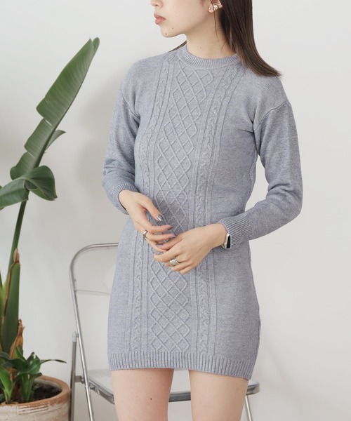 Chick（チック）の「▲Back Open Knit Tight Dress / バックオープンニットミニワンピース（ワンピース・レディース・ホワイト/ブラック/グレー・FREE）」の12枚目の写真