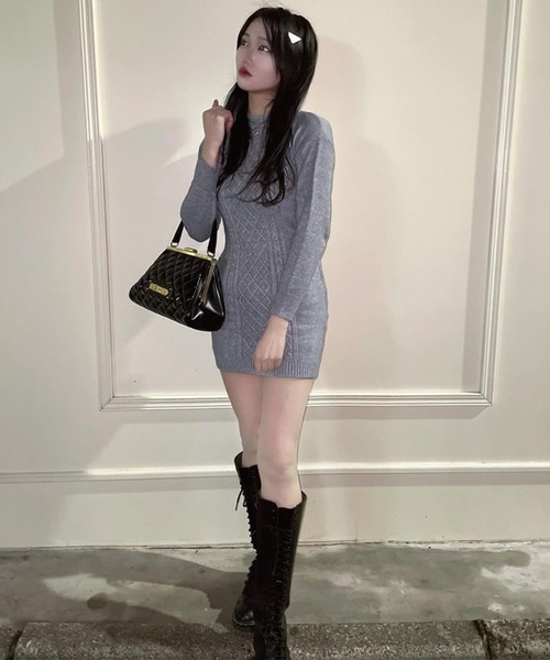 Chick（チック）の「▲Back Open Knit Tight Dress / バックオープンニットミニワンピース（ワンピース・レディース・ホワイト/ブラック/グレー・FREE）」の15枚目の写真