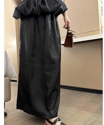 ウエストゴムシャイニーロングスカート