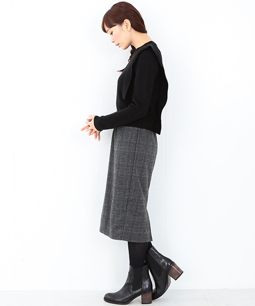 CAROLINA GLASER（カロリナ グレイサー）の「CAROLINA GLASER / ニット＋チェックワンピース（ワンピース・レディース・ブラック・ONE SIZE）」の3枚目の写真
