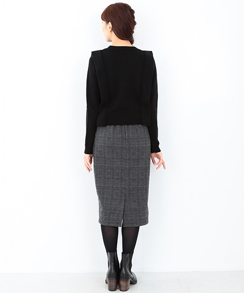 CAROLINA GLASER（カロリナ グレイサー）の「CAROLINA GLASER / ニット＋チェックワンピース（ワンピース・レディース・ブラック・ONE SIZE）」の4枚目の写真