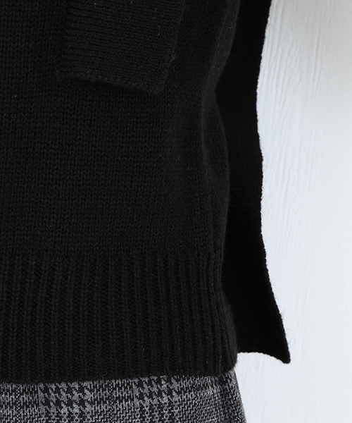 CAROLINA GLASER（カロリナ グレイサー）の「CAROLINA GLASER / ニット＋チェックワンピース（ワンピース・レディース・ブラック・ONE SIZE）」の9枚目の写真