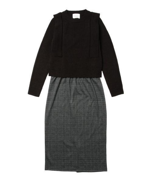 CAROLINA GLASER（カロリナ グレイサー）の「CAROLINA GLASER / ニット＋チェックワンピース（ワンピース・レディース・ブラック・ONE SIZE）」の20枚目の写真