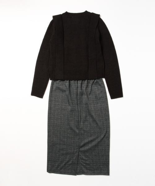 CAROLINA GLASER（カロリナ グレイサー）の「CAROLINA GLASER / ニット＋チェックワンピース（ワンピース・レディース・ブラック・ONE SIZE）」の19枚目の写真