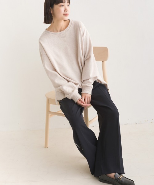 OMNES（オムネス）の「ニットリブAライン長袖プルオーバー（ニット/セーター・レディース・ピンク系その他/ベージュ/チャコール/キャメル・FREE）」の13枚目の写真