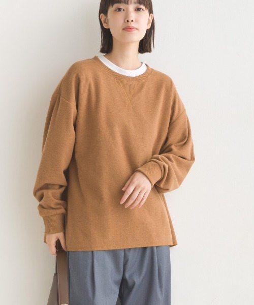 OMNES（オムネス）の「ニットリブAライン長袖プルオーバー（ニット/セーター・レディース・ピンク系その他/ベージュ/チャコール/キャメル・FREE）」の10枚目の写真