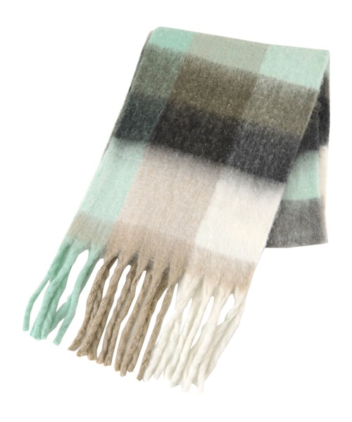 titivate（ティティベイト）の「チェックボリュームマフラー/ストール（マフラー・レディース・パープル/グリーン/イエロー/ブルー・FREE）」の5枚目の写真