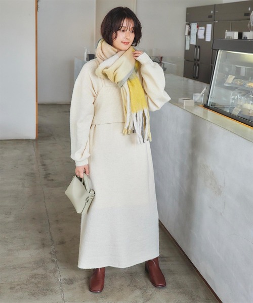 titivate（ティティベイト）の「チェックボリュームマフラー/ストール（マフラー・レディース・パープル/グリーン/イエロー/ブルー・FREE）」の15枚目の写真