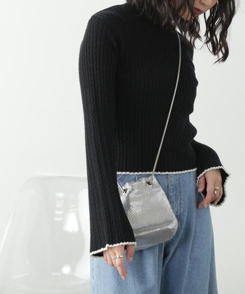 FREE'S MART（フリーズマート）の「◆配色トリミングハイネックニット（ニット/セーター・レディース・ライトグリーン/ブラック/ホワイト・FREE）」の11枚目の写真