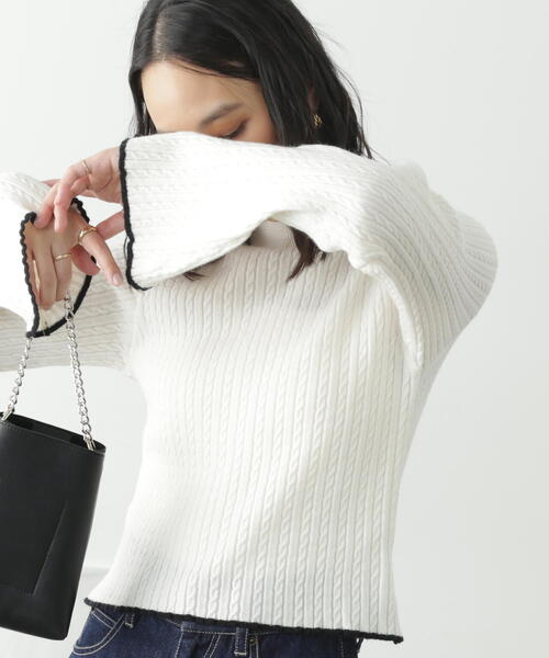 FREE'S MART（フリーズマート）の「◆配色トリミングハイネックニット（ニット/セーター・レディース・ライトグリーン/ブラック/ホワイト・FREE）」の14枚目の写真