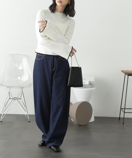 FREE'S MART（フリーズマート）の「◆配色トリミングハイネックニット（ニット/セーター・レディース・ライトグリーン/ブラック/ホワイト・FREE）」の18枚目の写真