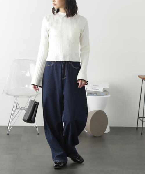 FREE'S MART（フリーズマート）の「◆配色トリミングハイネックニット（ニット/セーター・レディース・ライトグリーン/ブラック/ホワイト・FREE）」の20枚目の写真