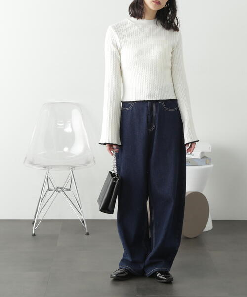 FREE'S MART（フリーズマート）の「◆配色トリミングハイネックニット（ニット/セーター・レディース・ライトグリーン/ブラック/ホワイト・FREE）」の21枚目の写真