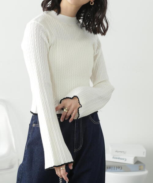 FREE'S MART（フリーズマート）の「◆配色トリミングハイネックニット（ニット/セーター・レディース・ライトグリーン/ブラック/ホワイト・FREE）」の22枚目の写真