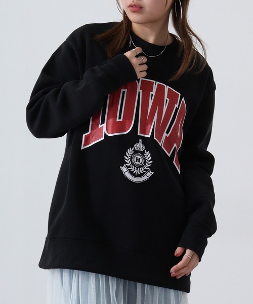 FUNALIVE(ファンアライブ)の「College logo print brushed lining sweatshirt / カレッジロゴ プリント 裏起毛トレーナー スウェット unisex(スウェット・メンズ・ネイビー系/アイボリー/チャコール/ホワイト/ブラック系1/ホワイト系/杢グレー/ベージュ/ブラック/グレー系/ブラック系2/ヘザーチャコール/グレイッシュベージュ/ブラック系3/ブラック系/チャコールグレー/グリーン系1/ネイビー/グリーン/ベージュ系・XL/M/L)」の6枚目の写真