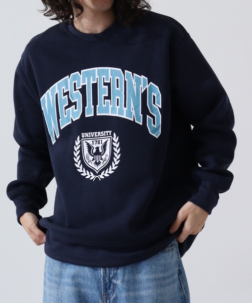 FUNALIVE(ファンアライブ)の「College logo print brushed lining sweatshirt / カレッジロゴ プリント 裏起毛トレーナー スウェット unisex(スウェット・メンズ・ネイビー系/アイボリー/チャコール/ホワイト/ブラック系1/ホワイト系/杢グレー/ベージュ/ブラック/グレー系/ブラック系2/ヘザーチャコール/グレイッシュベージュ/ブラック系3/ブラック系/チャコールグレー/グリーン系1/ネイビー/グリーン/ベージュ系・XL/M/L)」の19枚目の写真