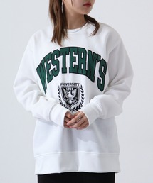 College logo print brushed lining sweatshirt / カレッジロゴ プリント 裏起毛トレーナー スウェット unisex