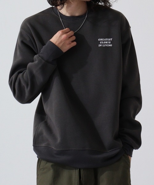 FUNALIVE(ファンアライブ)の「College logo print brushed lining sweatshirt / カレッジロゴ プリント 裏起毛トレーナー スウェット unisex(スウェット・メンズ・ネイビー系/アイボリー/チャコール/ホワイト/ブラック系1/ホワイト系/杢グレー/ベージュ/ブラック/グレー系/ブラック系2/ヘザーチャコール/グレイッシュベージュ/ブラック系3/ブラック系/チャコールグレー/グリーン系1/ネイビー/グリーン/ベージュ系・XL/M/L)」の12枚目の写真