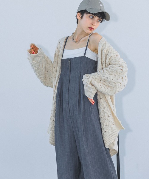 PAGEBOY(ページボーイ)の「ケーブルメッシュルーズカーディガン(カーディガン/ボレロ・レディース・ラベンダー/オフホワイト/ブラック・FREE)」の5枚目の写真