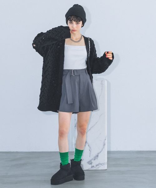 PAGEBOY(ページボーイ)の「ケーブルメッシュルーズカーディガン(カーディガン/ボレロ・レディース・ラベンダー/オフホワイト/ブラック・FREE)」の19枚目の写真